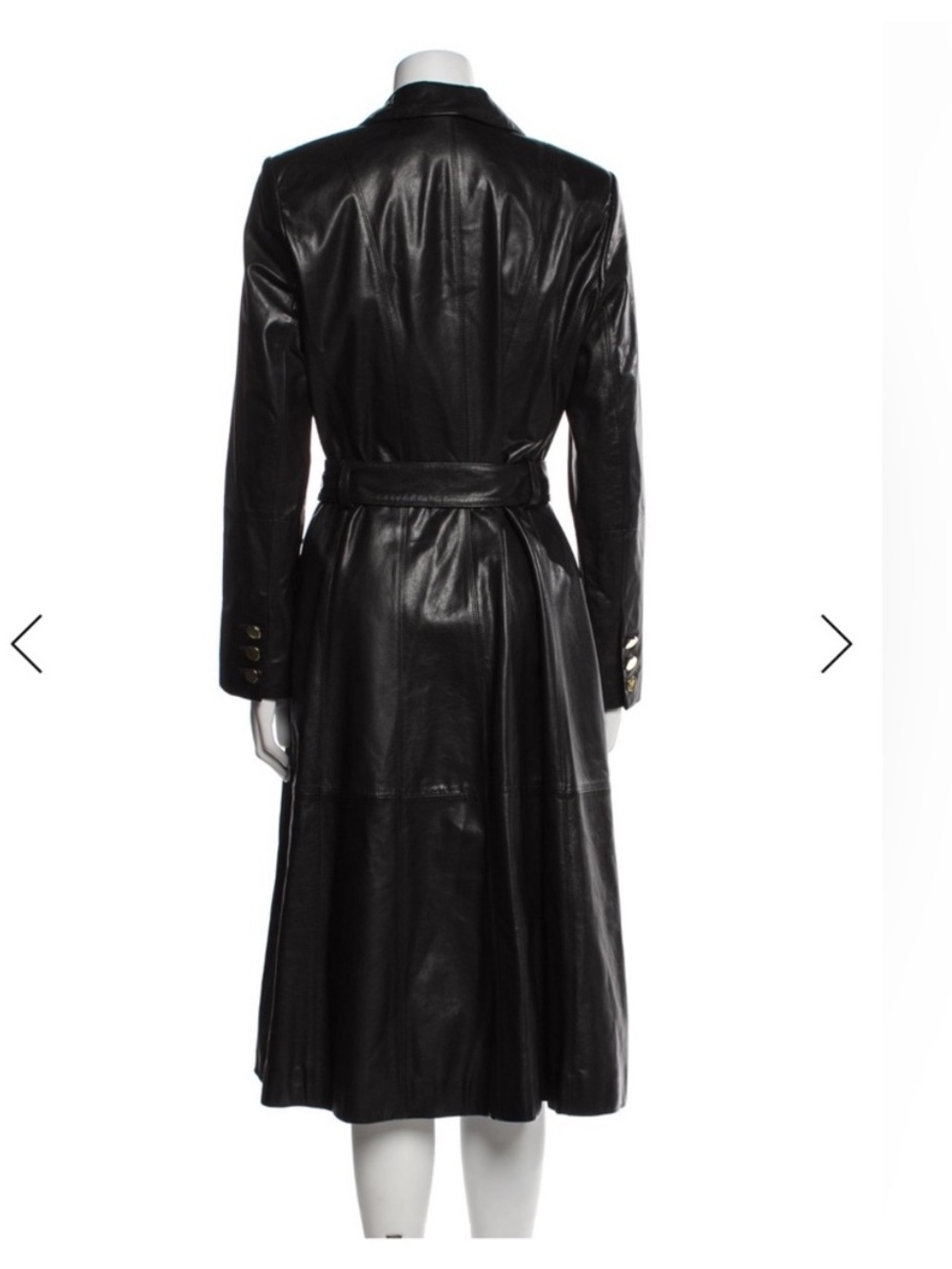 Alice + Olivia Black Leather Wrap Trench Coat - Picture 2 of 3